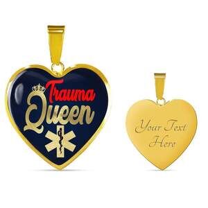 Trauma Queen Nurse Necklace Personalized Engraved Gold Heart Necklace Custom Na